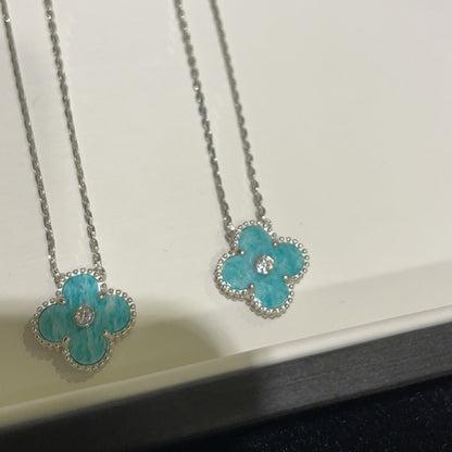 [Eterna Jewels]CLOVER 15MM DIAMOND SVRES PORCELAIN  NECKLACE SILVER