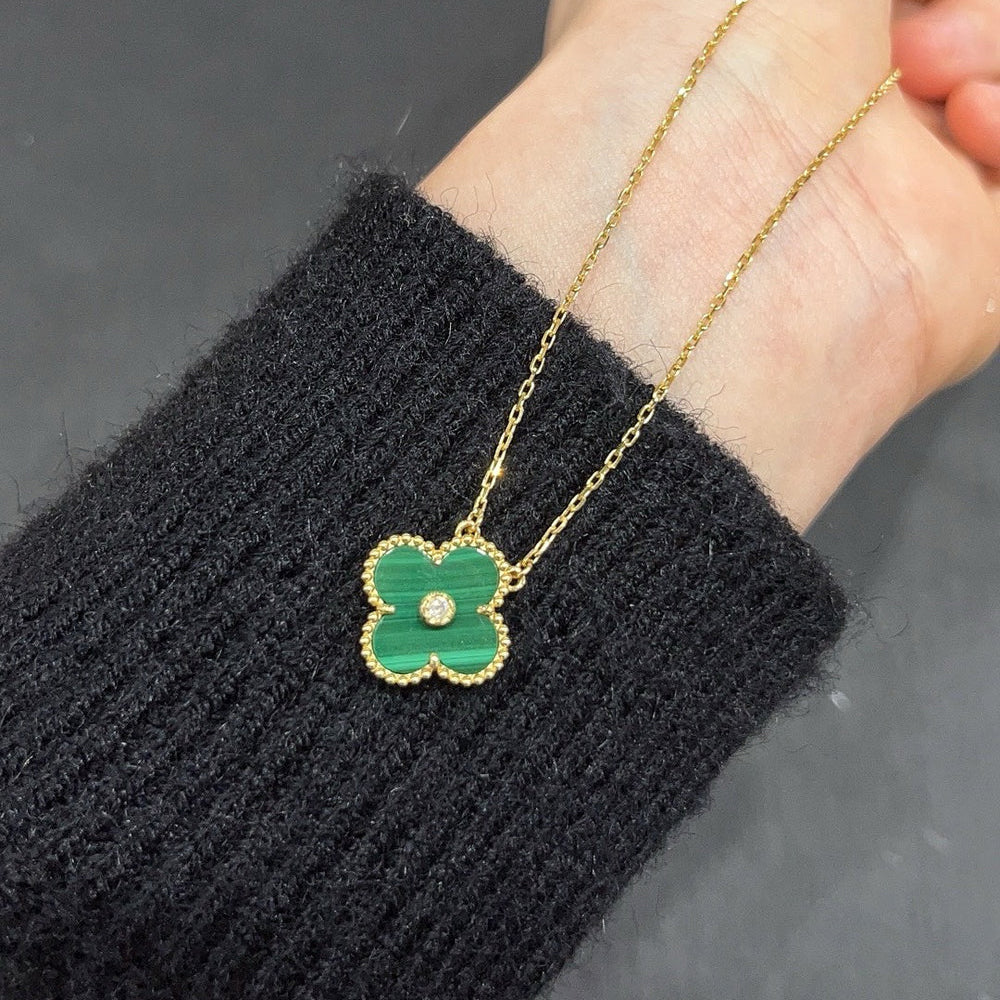 [Eterna Jewels]CLOVER 15MM DIAMOND TURQUOISE NECKLACE
