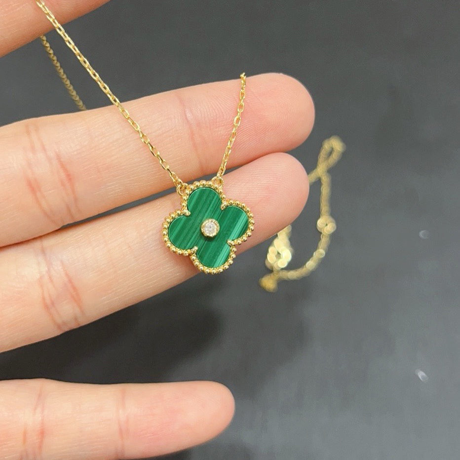 [Eterna Jewels]CLOVER 15MM DIAMOND TURQUOISE NECKLACE
