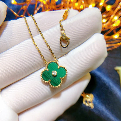 [Eterna Jewels]CLOVER 15MM DIAMOND TURQUOISE NECKLACE