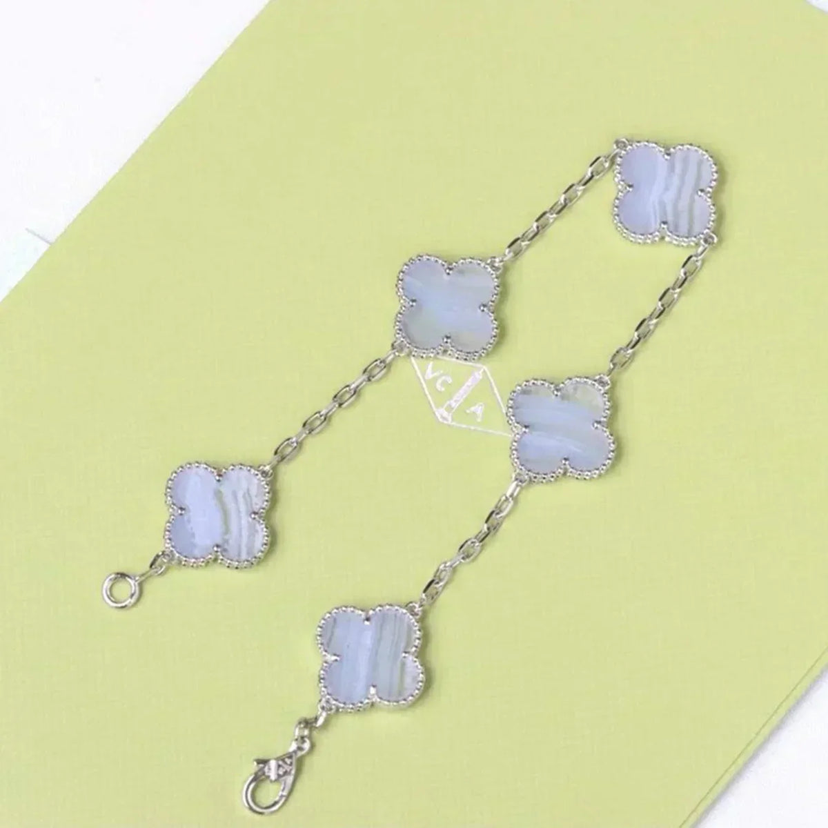 [Eterna Jewels] CLOVER 5 MOTIF PURPLE CHALCEDONY BRACELET COLLECTION