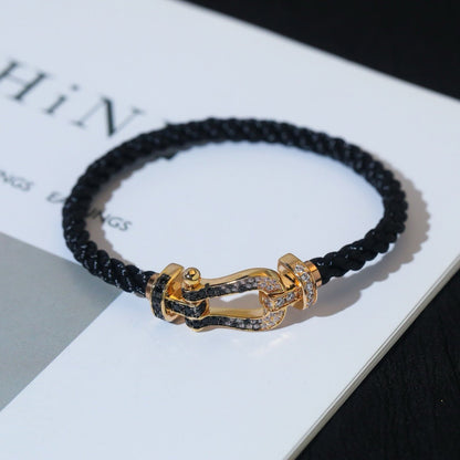 [Eterna Jewels]FORCE LARGE HORSESHOE BLACK WHITE DIAMOND BRACELET SILVER