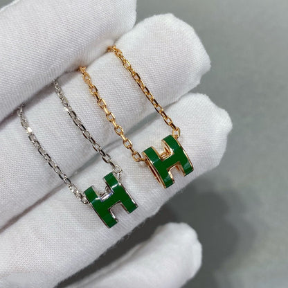 [Eterna Jewels]POP H GREEN NECKLACE SILVER AND GOLD