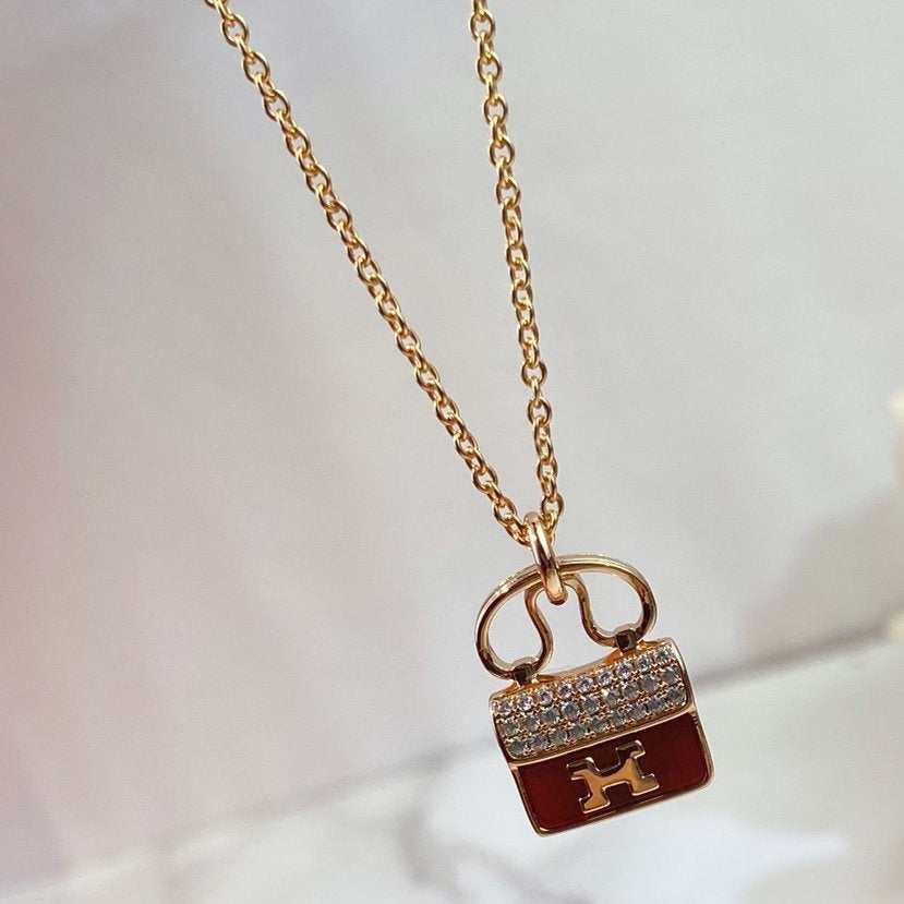 [Eterna Jewels]CONSTANCE RED PEDANT PINK GOLD NECKLACE