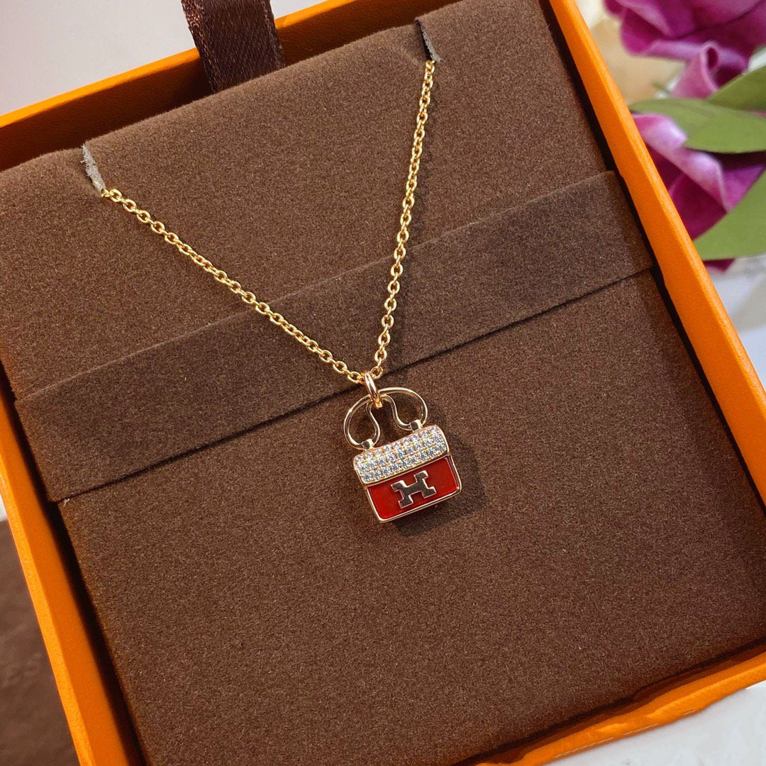 [Eterna Jewels]CONSTANCE RED PEDANT PINK GOLD NECKLACE