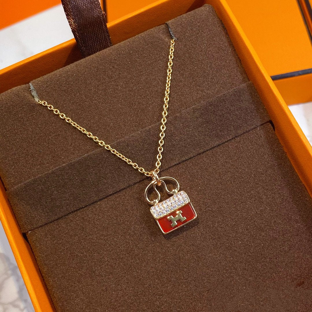 [Eterna Jewels]CONSTANCE RED PEDANT PINK GOLD NECKLACE