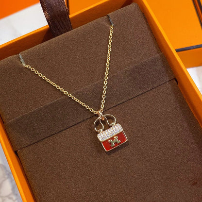 [Eterna Jewels]CONSTANCE RED PEDANT PINK GOLD NECKLACE