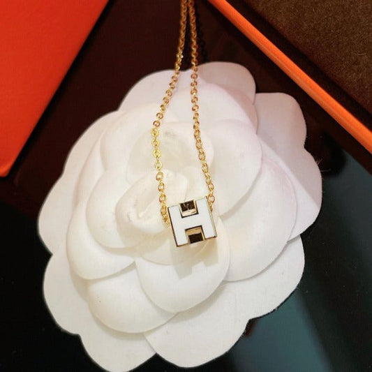 [Eterna Jewels]H WHITE SQUARE GOLD NECKLACE