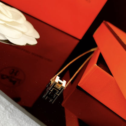 [Eterna Jewels]H WHITE SQUARE GOLD NECKLACE