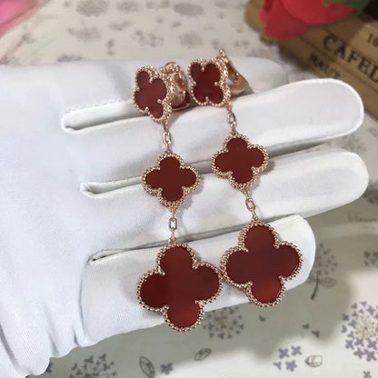 [Eterna Jewels]CLOVER 3 MOTIF CARNELIAN DROP EARRINGS