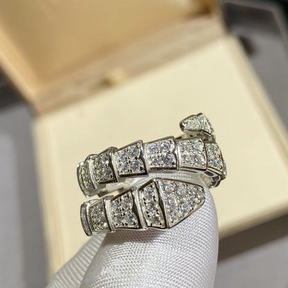 [Eterna Jewels]SERPENTI DOUBLE RING SILVER DIAMOND PAVED