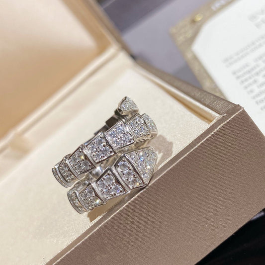 [Eterna Jewels]SERPENTI DOUBLE RING SILVER DIAMOND PAVED
