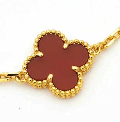 [Eterna Jewels] CLOVER 5 MOTIF RED CORNELIAN BRACELET COLLECTION