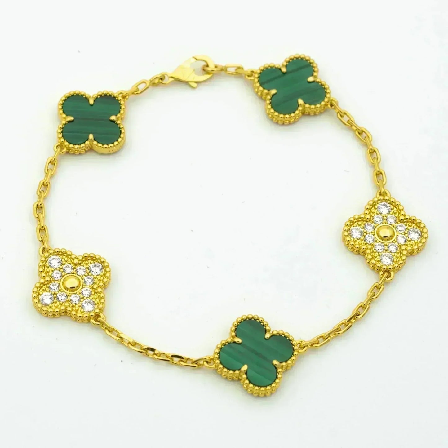 [Eterna Jewels] CLOVER 5 MOTIF MALACHITE BRACELET COLLECTION