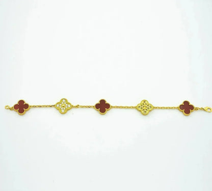 [Eterna Jewels] CLOVER 5 MOTIF RED CORNELIAN BRACELET COLLECTION