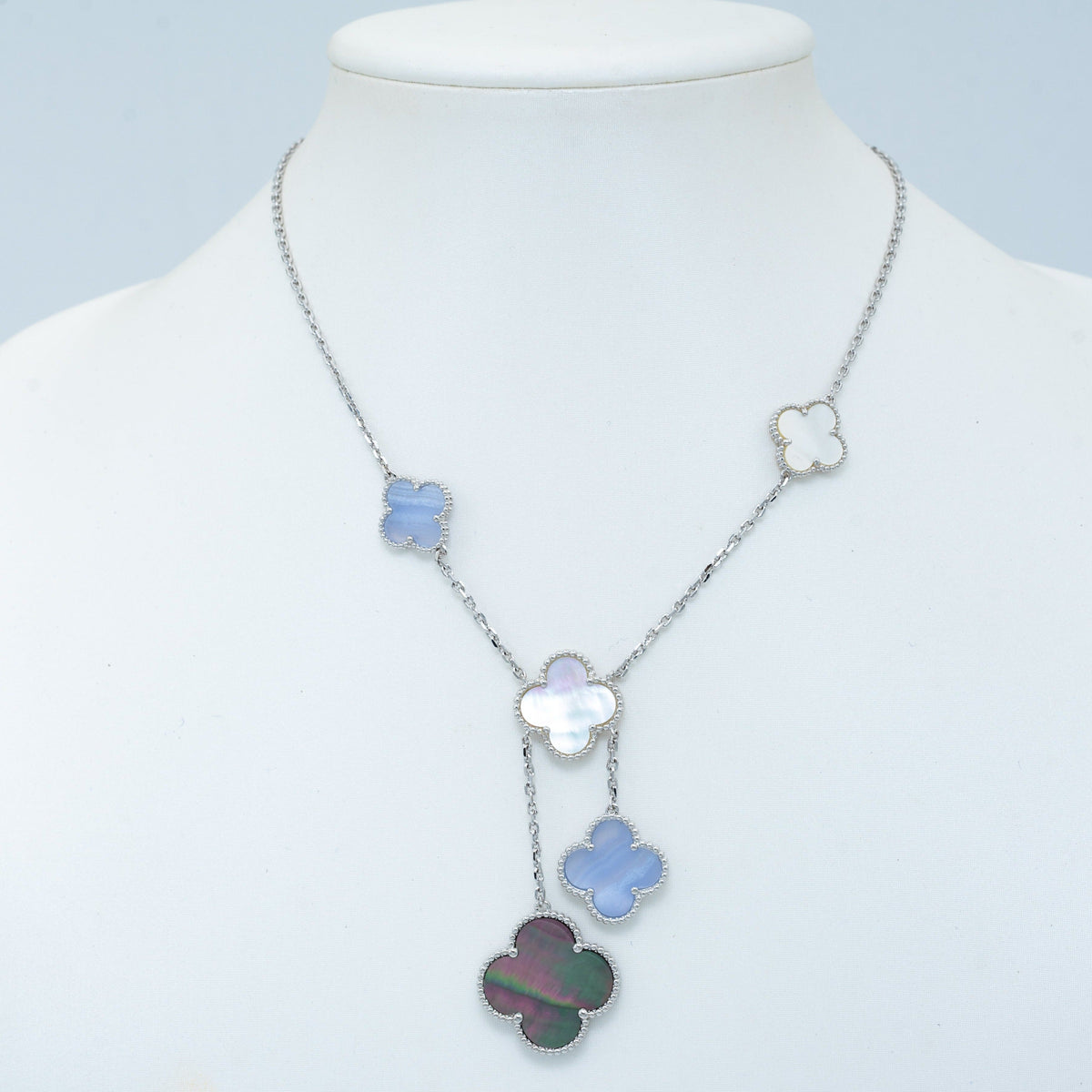 [Eterna Jewels]CLOVER MOP CHALCEDONY NECKLACE SILVER 6 MOTIF