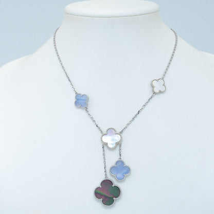 [Eterna Jewels]CLOVER MOP CHALCEDONY NECKLACE SILVER 6 MOTIF