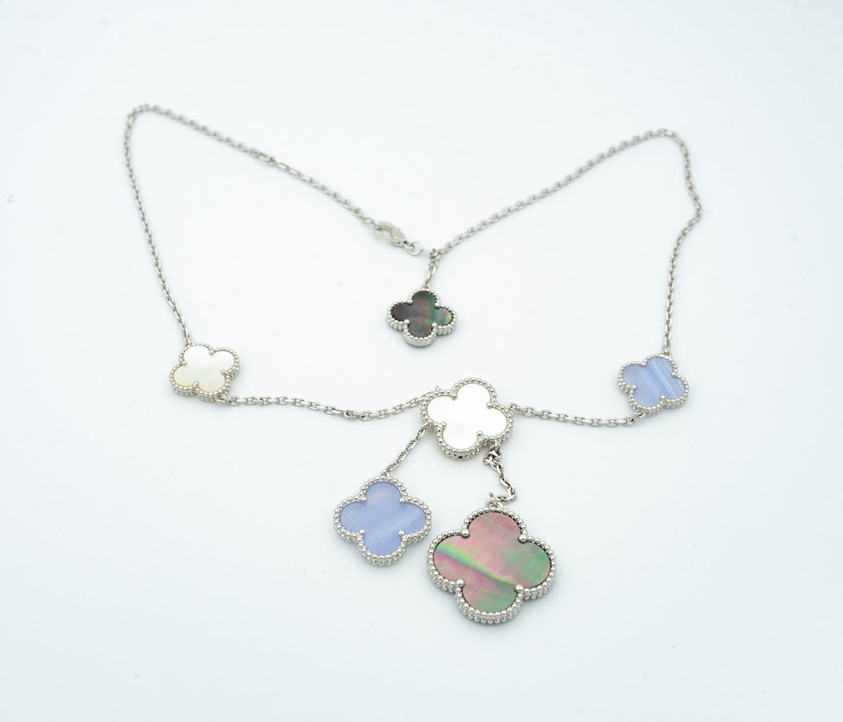 [Eterna Jewels]CLOVER MOP CHALCEDONY NECKLACE SILVER 6 MOTIF