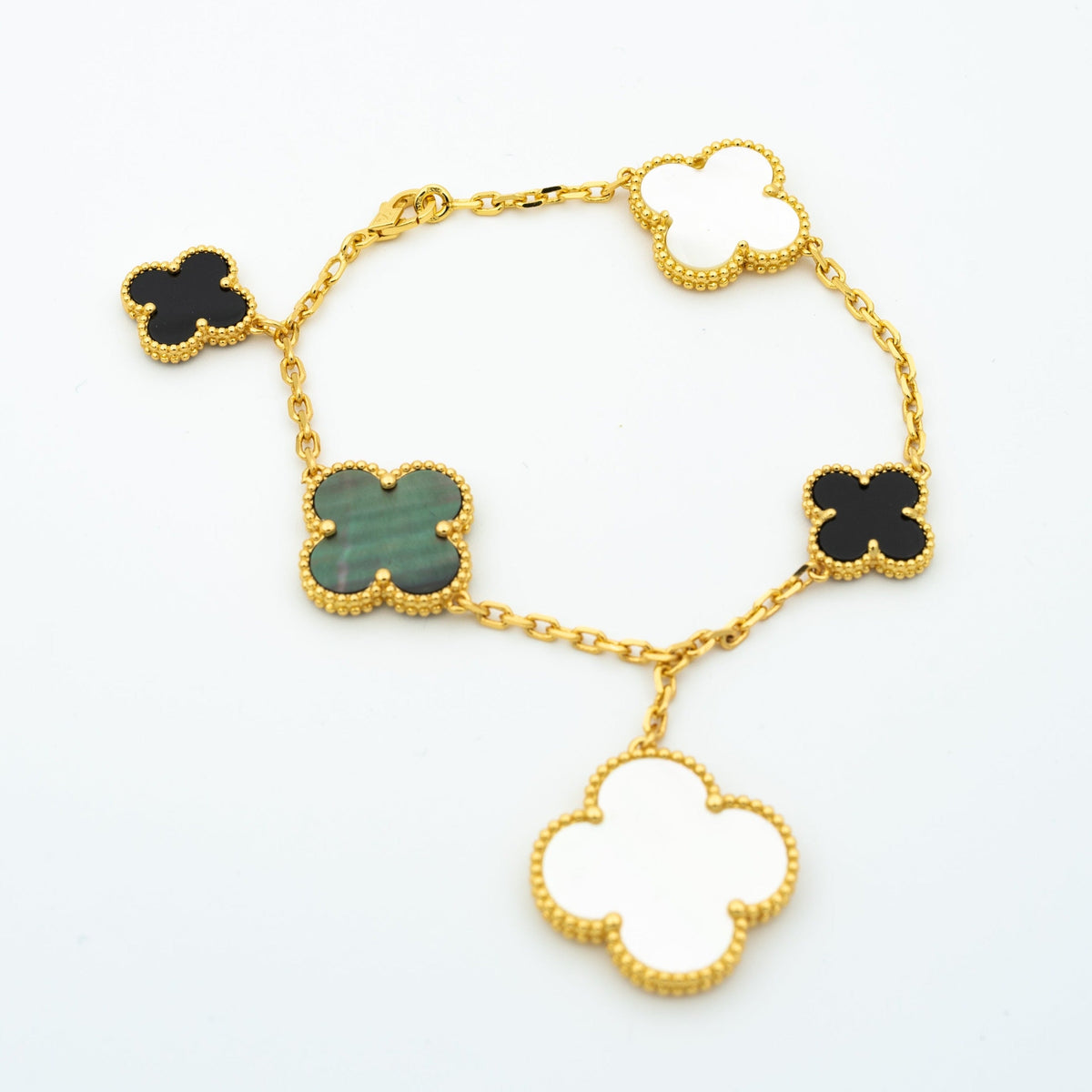 [Eterna Jewels]CLOVER BRACELET 5 MOTIFS ONYX MOP