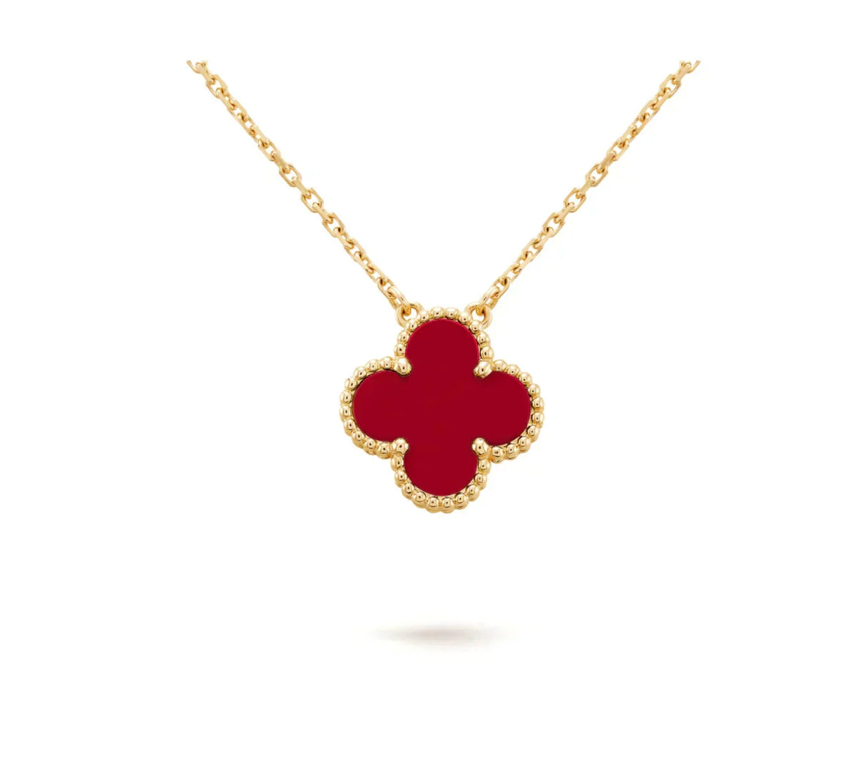 [Eterna Jewels]CLOVER 15MM CARNELIAN SINGLE FLOWER NECKLACE
