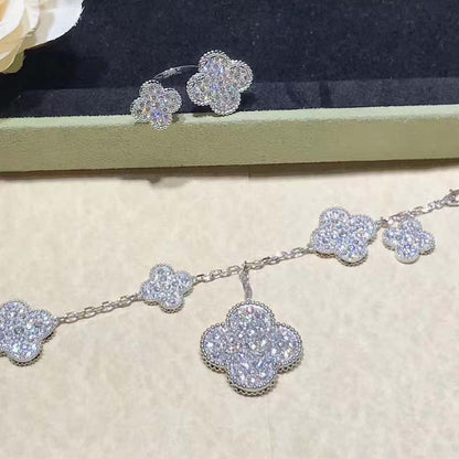 [Eterna Jewels]CLOVER 6 MOTIFS SILVER DIAMOND BRACELET
