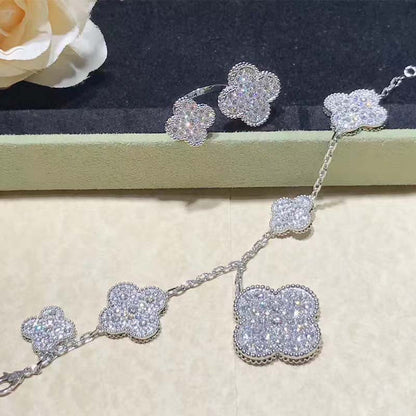 [Eterna Jewels]CLOVER 6 MOTIFS SILVER DIAMOND BRACELET