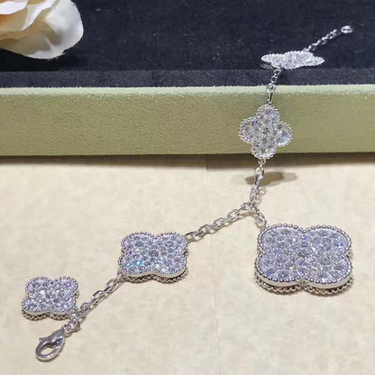 [Eterna Jewels]CLOVER 6 MOTIFS SILVER DIAMOND BRACELET