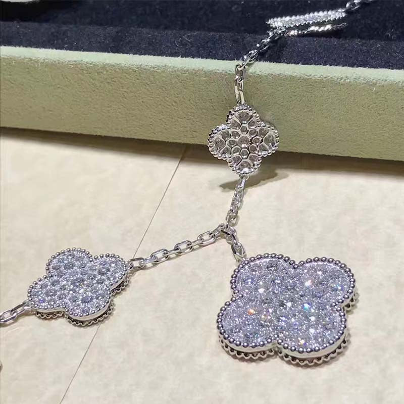[Eterna Jewels]CLOVER 6 MOTIFS SILVER DIAMOND BRACELET