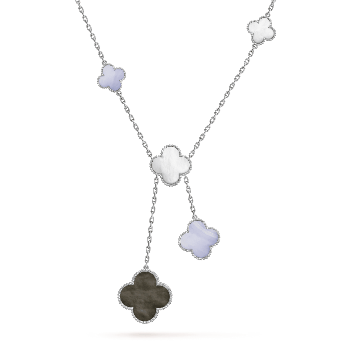 [Eterna Jewels]CLOVER MOP CHALCEDONY NECKLACE SILVER 6 MOTIF