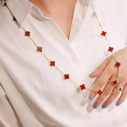 [Eterna Jewels]CLOVER 20 MOTIFS CARNELIAN NECKLACE