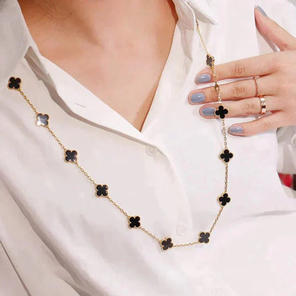 [Eterna Jewels]CLOVER 20 MOTIFS ONYX NECKLACE