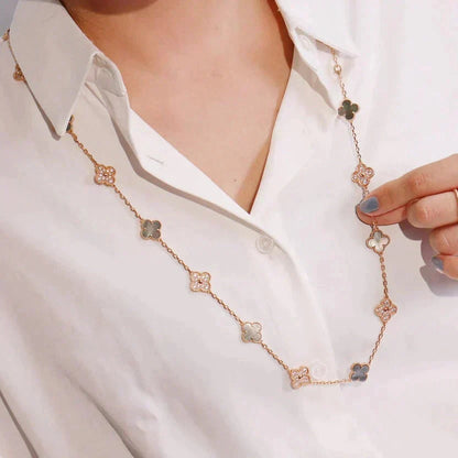 [Eterna Jewels]CLOVER 20 MOTIFS DARK MOP DIAMOND  NECKLACE