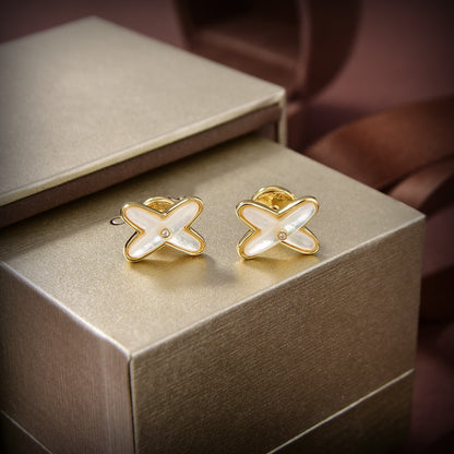 [Eterna Jewels]JEUX DE WHITE MOP GOLD DIAMOND EARRINGS