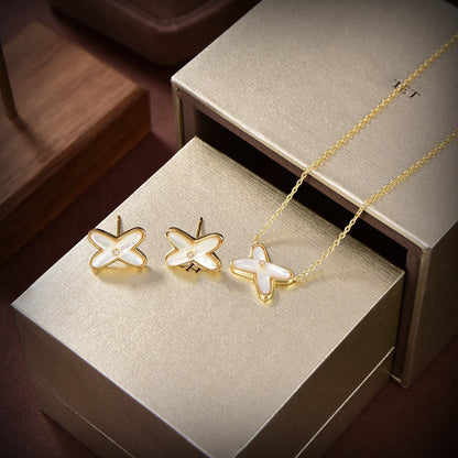 [Eterna Jewels]JEUX DE WHITE MOP GOLD DIAMOND EARRINGS