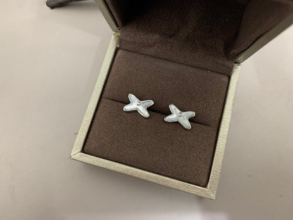 [Eterna Jewels]JEUX DE WHITE MOP SILVER DIAMOND EARRINGS
