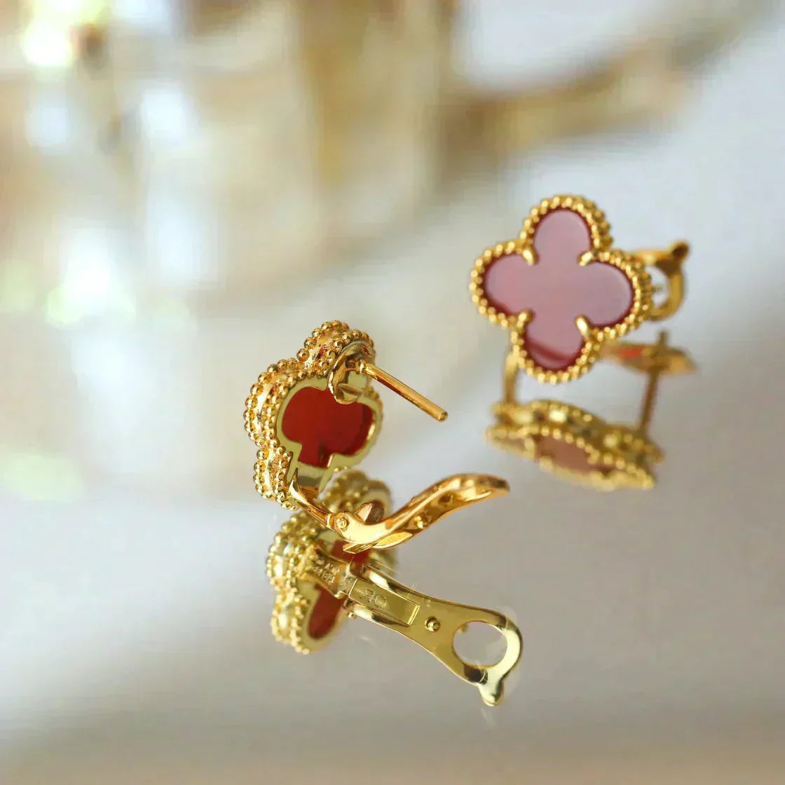 [Eterna Jewels]CLOVER MEDIUM 1 MOTIFS CARNELIAN  EARRINGS
