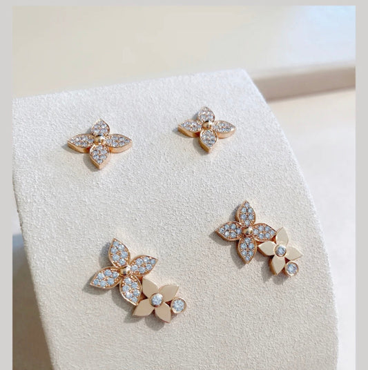 [Eterna Jewels]STAR BLOSSOM STUD EARRINGS PINK GOLD DIAMONDS