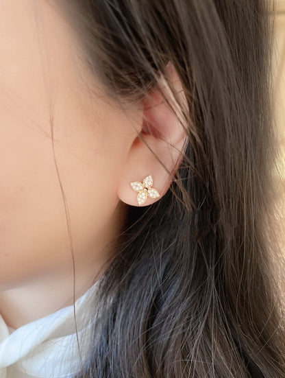 [Eterna Jewels]STAR BLOSSOM STUD EARRINGS PINK GOLD DIAMONDS