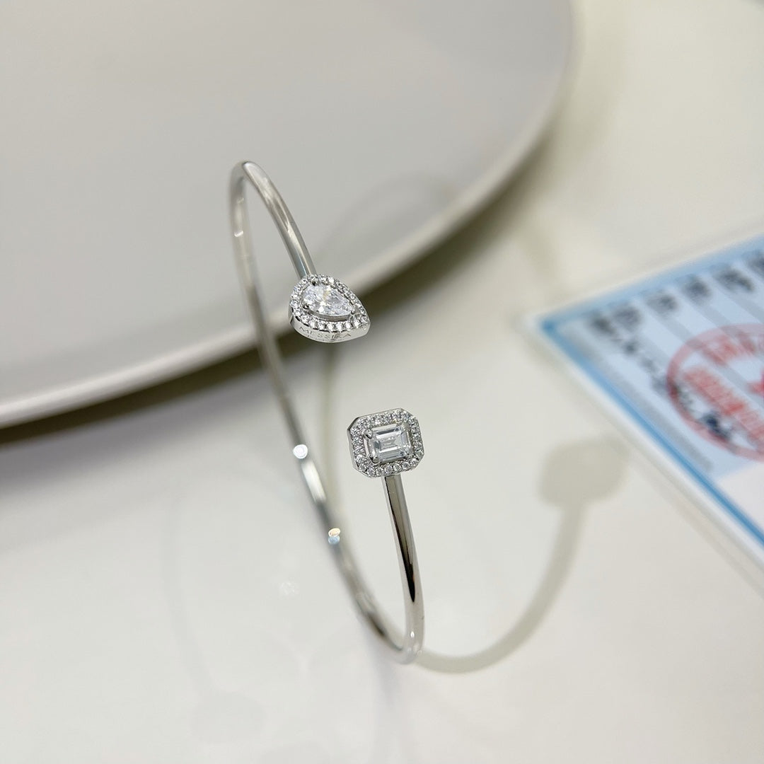 [Eterna Jewels]JONC FLEX MY TWIN TOI & MOI SILVER DIAMOND BRACELET