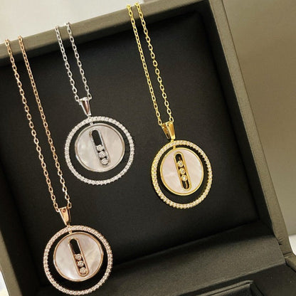 [Eterna Jewels]LUCKY MOVE MM NACRE BLANCHE DIAMOND NECKLACE