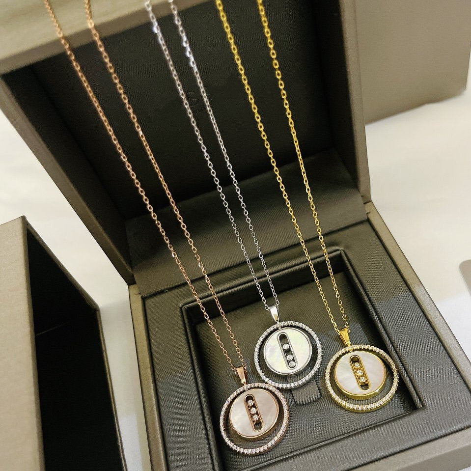 [Eterna Jewels]LUCKY MOVE MM NACRE BLANCHE DIAMOND NECKLACE
