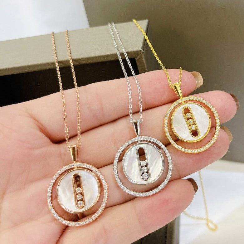 [Eterna Jewels]LUCKY MOVE MM NACRE BLANCHE DIAMOND NECKLACE