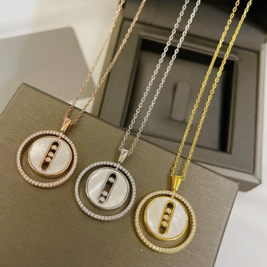 [Eterna Jewels]LUCKY MOVE MM NACRE BLANCHE DIAMOND NECKLACE