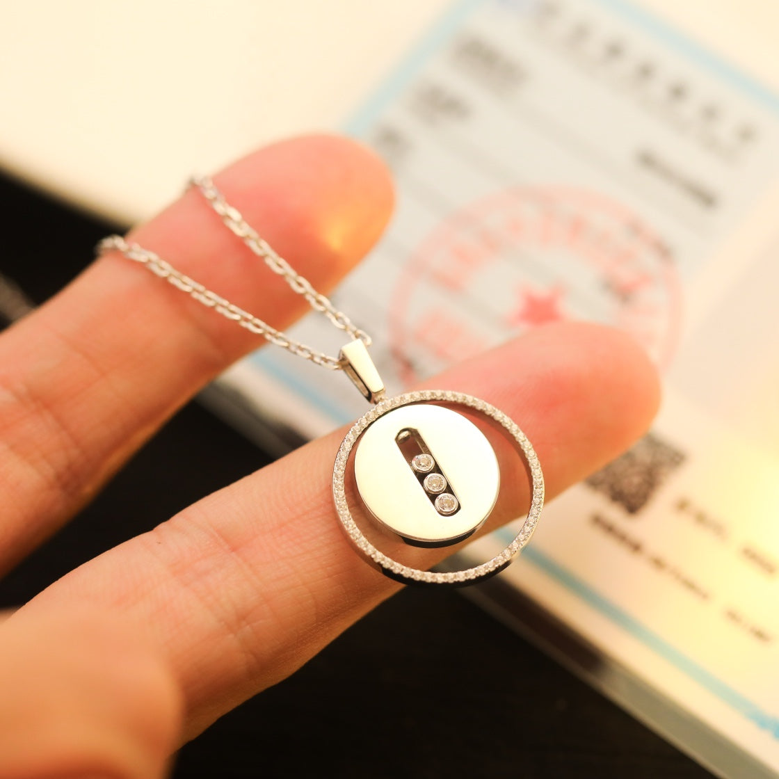 [Eterna Jewels]LUCKY MOVE MM SILVER DIAMOND NECKLACE