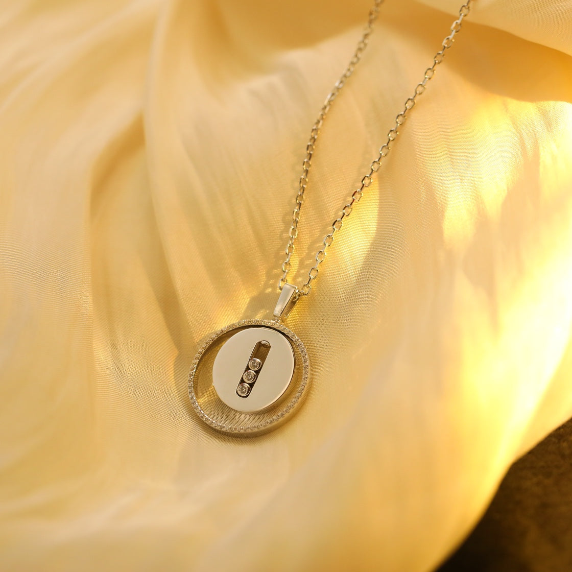 [Eterna Jewels]LUCKY MOVE MM SILVER DIAMOND NECKLACE