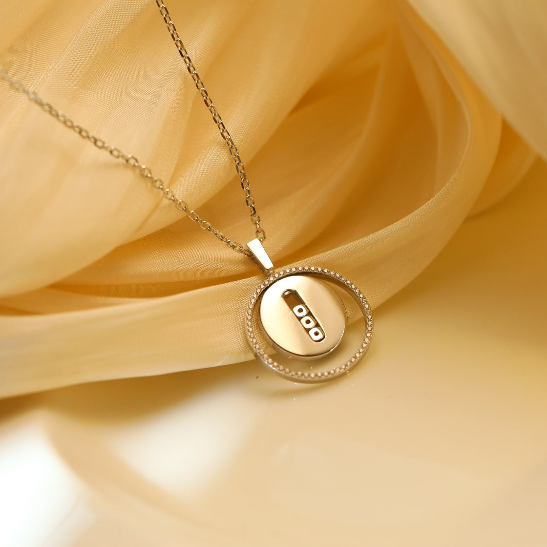 [Eterna Jewels]LUCKY MOVE MM SILVER DIAMOND NECKLACE