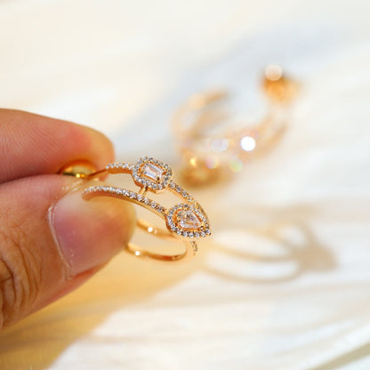 [Eterna Jewels]CREOLES MY TWIN 2 RANGS SILVER DIAMOND EARRINGS