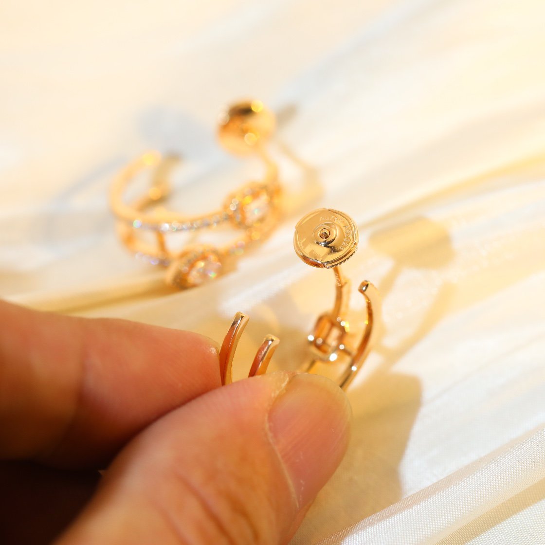 [Eterna Jewels]CREOLES MY TWIN 2 RANGS SILVER DIAMOND EARRINGS
