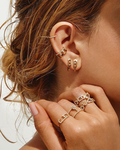 [Eterna Jewels]CREOLES MOVE UNO MINI 1 DIAMOND EARRINGS