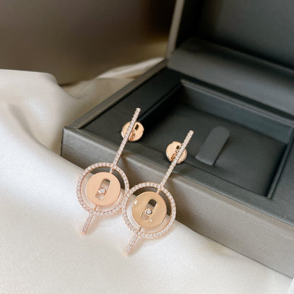 [Eterna Jewels]LUCKY MOVE ARROW PINK GOLD DIAMOND EARRINGS